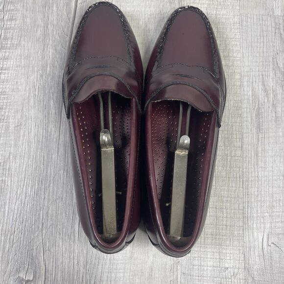 EUC G.H. Bass Weejuns Men’s 8.5 B Logan Loafers Burgundy Leather Casual Preppy G - Picture 6 of 12